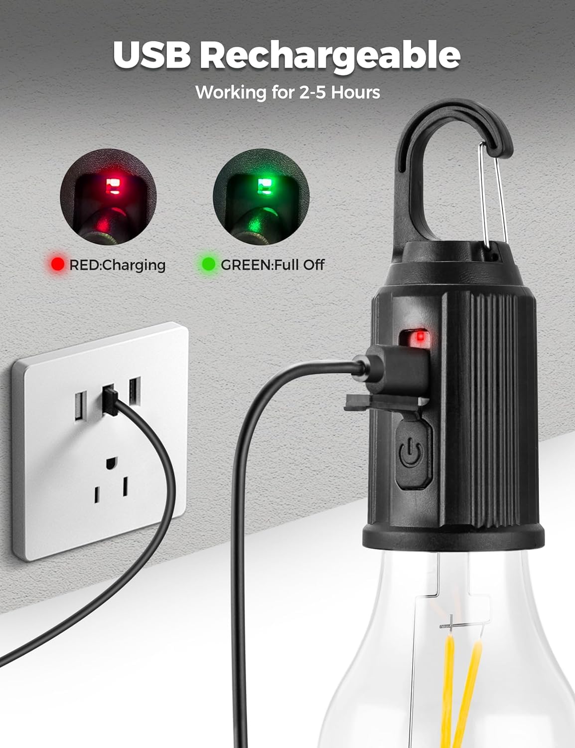 Rechargeable Clip Light Bulb (3 Modes)