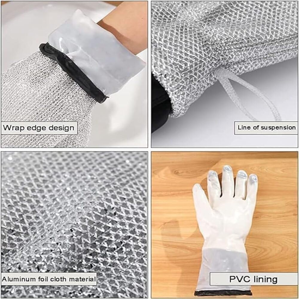 Reusable Steelwire Dishwashing Gloves (Pack of 2)